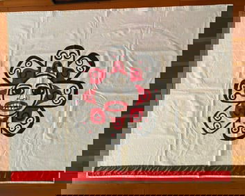 Antique Pacific Northwest Alaska Haida Ceremonial Tapestry