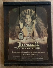 Antique Rexall Hair Tonic Wood Advertising Sign