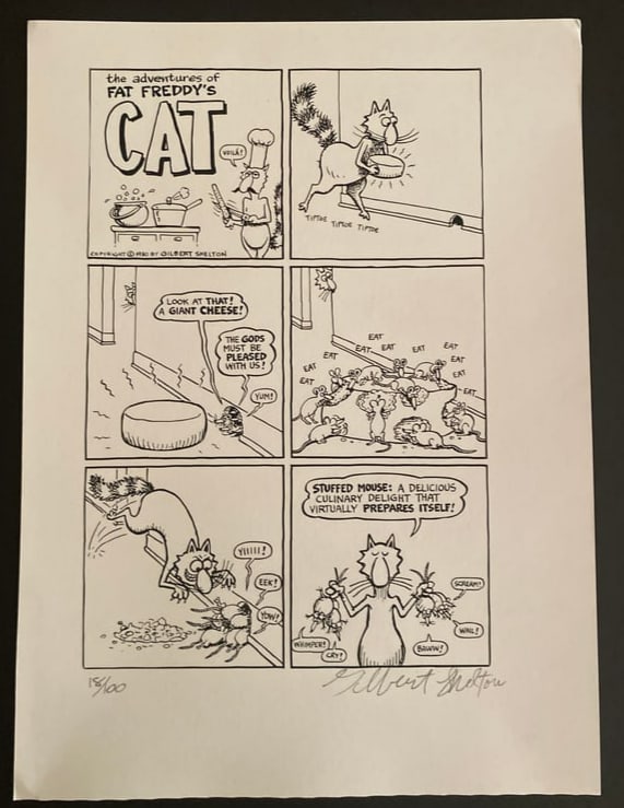 Gilbert Shelton Signed Fat Freddy's Cat Print 18/100 (1 of 1)