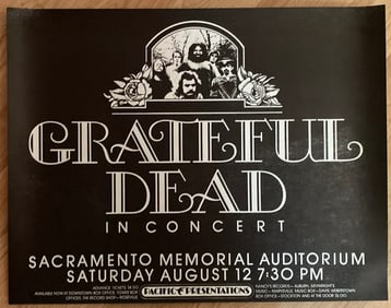 Grateful Dead 1972 Sacramento Concert Poster 1st Printing