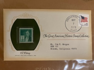 Eli Whitney 1978 Stamp and 1st Day Cover
