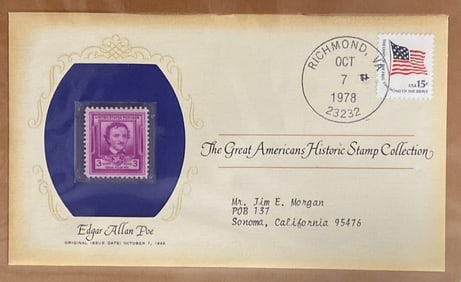 Edgar Allen Poe 1978 Stamp and First Day Cover