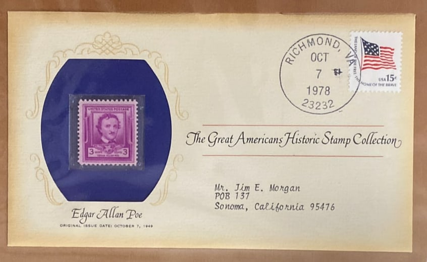 Edgar Allen Poe 1978 Stamp and First Day Cover: Uncirculated