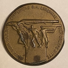 World War 2 German Einweihung SA Ehrenmal der Gruppe Mitte Magdeburg 23.2.36 badge