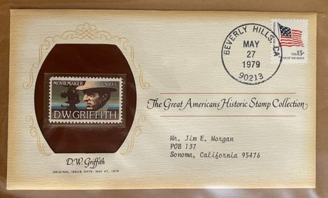 D.W. Griffith 1978 Stamp and First Day Cover