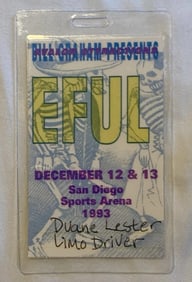 Grateful Dead 1993 San Diego Sports Arena Backstage Pass