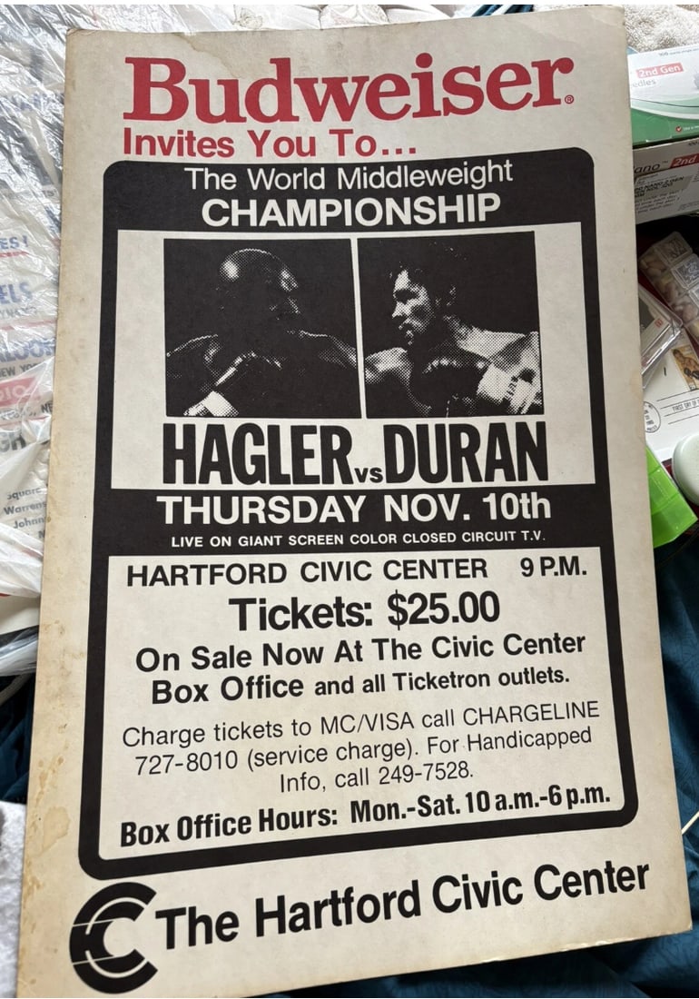 Marvin Hagler & Roberto Duran Original Fight Poster: 22x14
