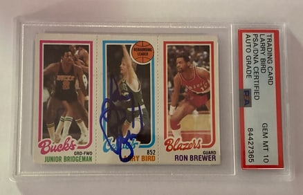 Larry Bird Autographed Basketball Card PSA/DNA