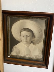 Antique  19th century Chromolithograph of Boy in Bonnet