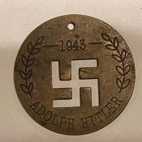 World War 2 German 1943 Adolph Hitler Birthday Medallion