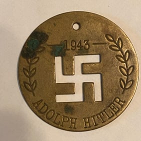 World War 2 German 1943 Adolph Hitler Birthday Medallion
