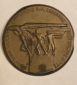 World War 2 German Einweihung SA Ehrenmal der Gruppe Mitte Magdeburg 23.2.36 badge