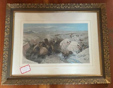 Tribal Hunt Lithograph signed by John Cliber