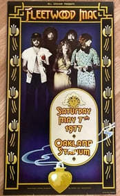 Fleetwood Mac 1977 Oakland Stadium Concert Poster 1st Printing