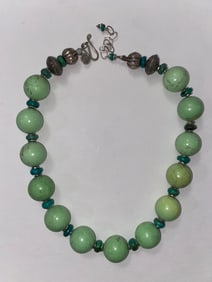 Vintage Navajo Green Turqouise 925 Silver Necklace