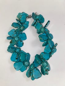 Navajo Native American Slab Turquoise Necklace