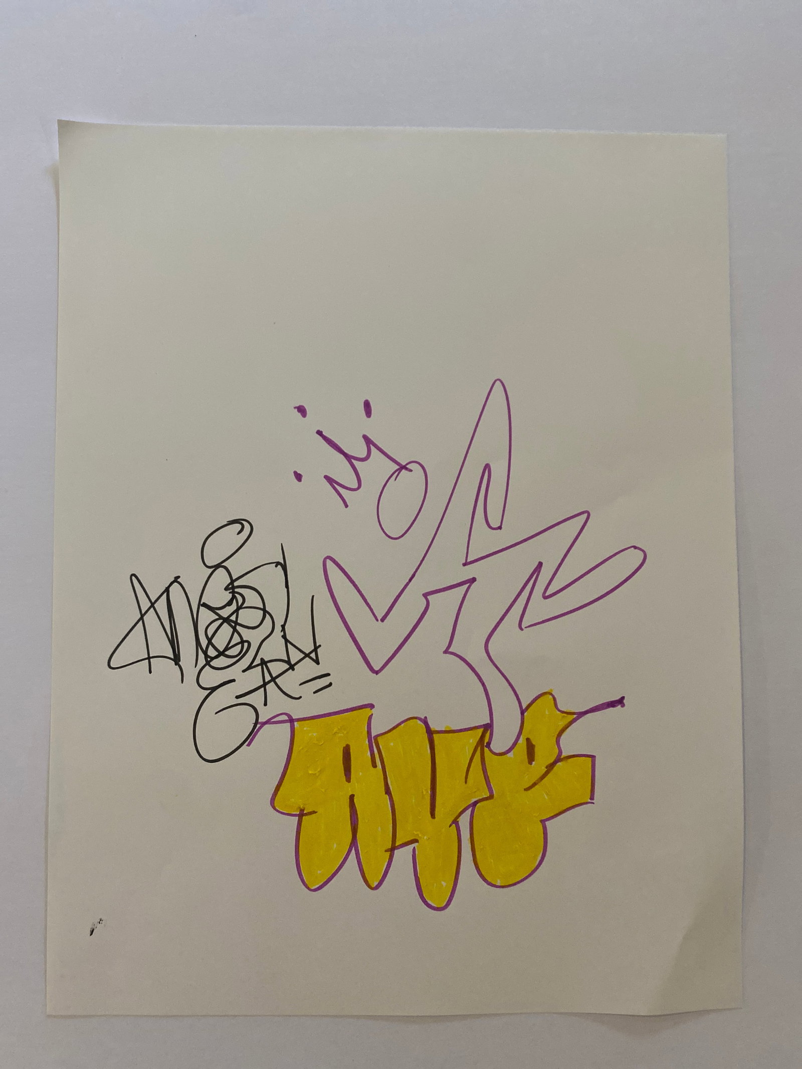 AVE The Running Man Original Graffiti Street Art Drawing: measures 8.5x11