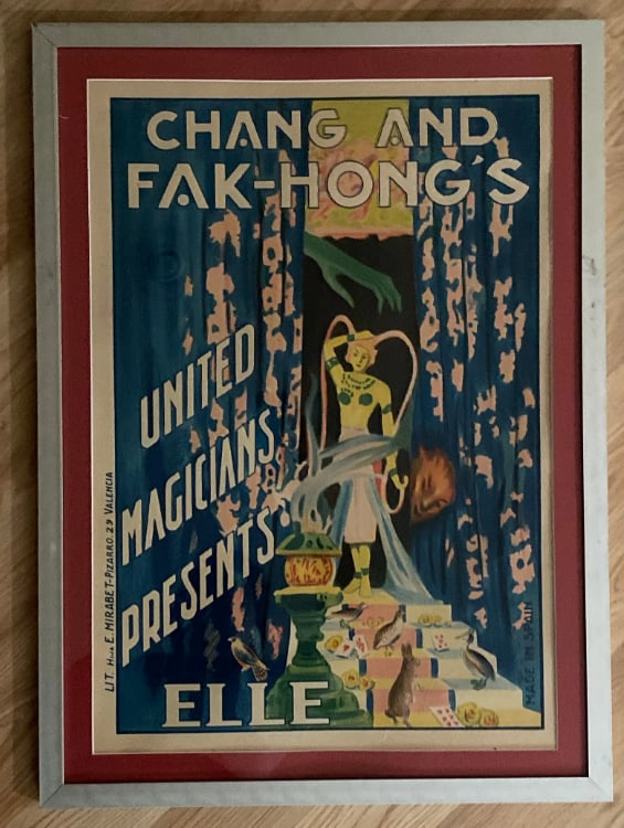 Antique Chang and Fak Hong's Magician Poster: 25x17.5