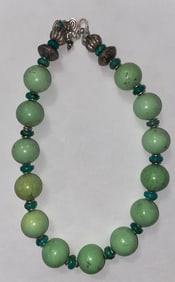 Vintage Navajo Green Turqouise 925 Silver Necklace