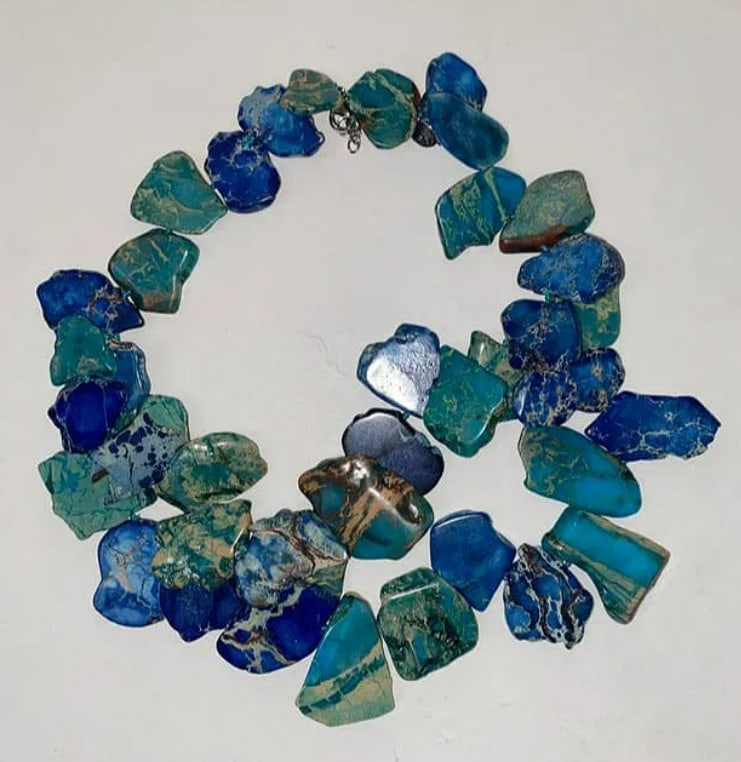 Vintage Native American Slab Turqouise Necklace: 21”