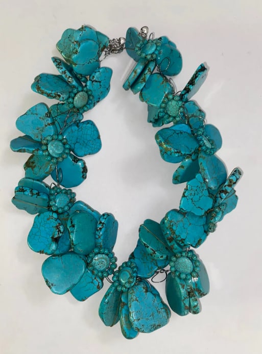 Navajo Native American Slab Turquoise Necklace (1 of 3)