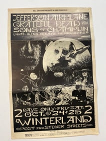 Grateful Dead 1969 Fillmore Concert Poster 1st Printing