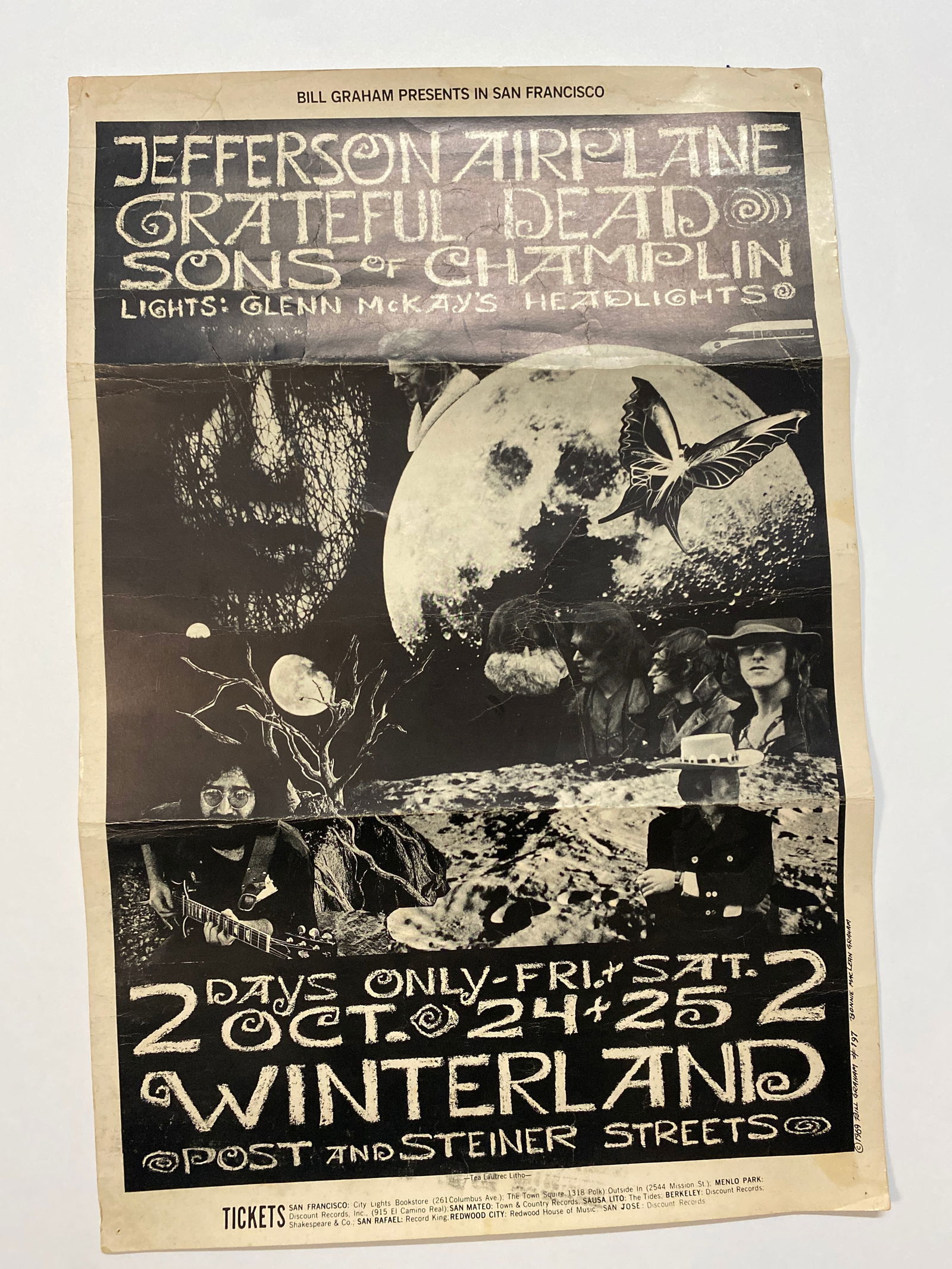 Grateful Dead 1969 Fillmore Concert Poster 1st Printing: 1st Printing Measures 21x14