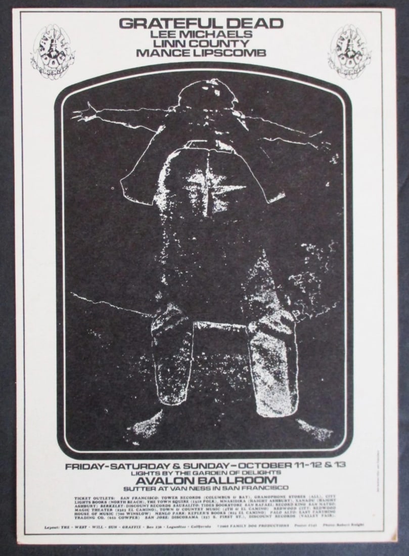 Grateful Dead 1968 Avalon Ballroom Concert Postcard 1st Printing (1 of 2)
