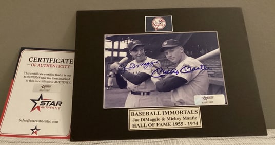 Joe Dimaggio & Mickey Mantle Autogrphed Photo COA