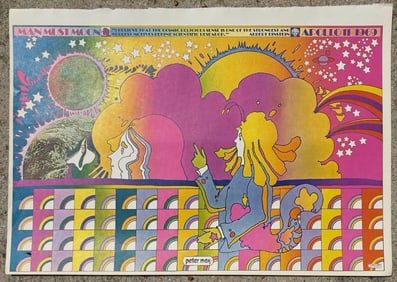 Peter Max 1970 Appolo 1 Poster 1st Printing