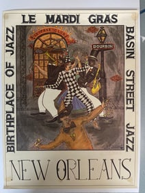 New Orleans Mardi Gras Poster Lutrell Signed 1st Printing