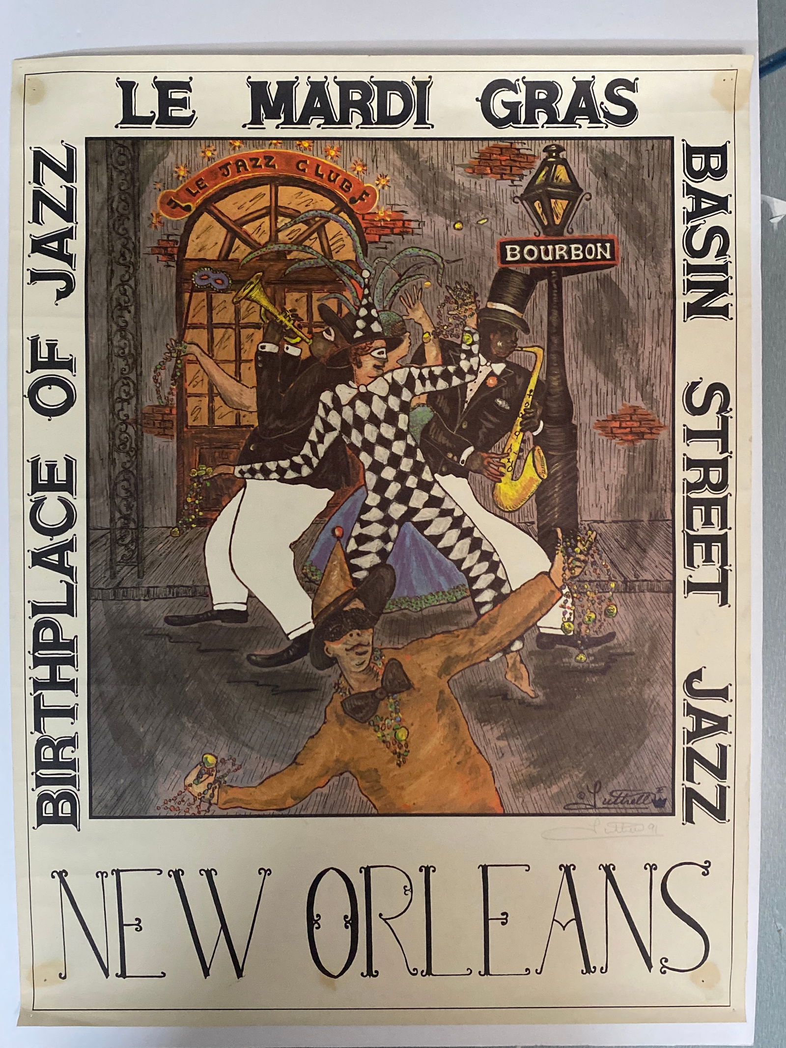 New Orleans Mardi Gras Poster Lutrell Signed 1st Printing (1 of 2)