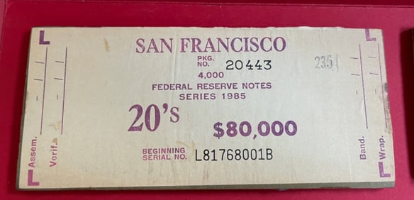 Federal Reserve Note San Francisco Brick Plate Blocks