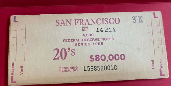 Federal Reserve Note San Francisco Brick Plate Blocks
