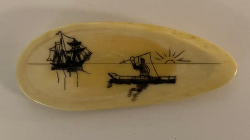 Native American Inuit Walrus Bone Brooch