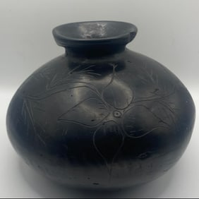 Antique Native Ameican Black on Black Pueblo Pottery