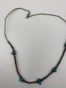 Antique Native American Sterling Silver Turqouise Trade bead necklace