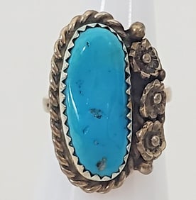 Antiue Native American Sterling Silver Turqouise Rings