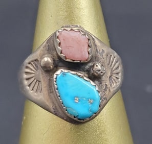 Antique Native American Sterling Silver Turquoise Ring