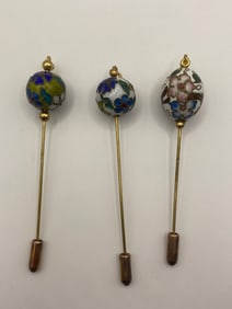 Vintage Chinese Cloisonné Hair Pins