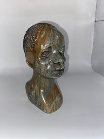 Antique Stone African American Women Bust Statue