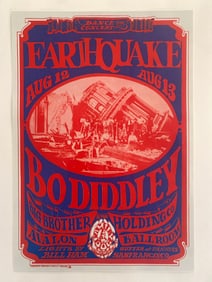 Janis Joplin Big Brother & Bo Diddley 1967 Family Dog Concert Poster