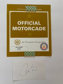 President Barack Obama Autograph & Inauguration Day Motorcade Press Pass