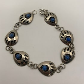 Native American Zuni Vintage Silver & Turquoise Bracelet