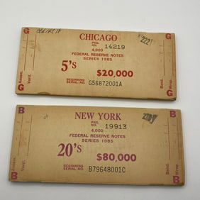 Federal Reserve Note New York & Chicago Brick Plate Blocks