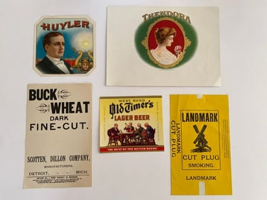 Antique Cigar Label Lot (5)