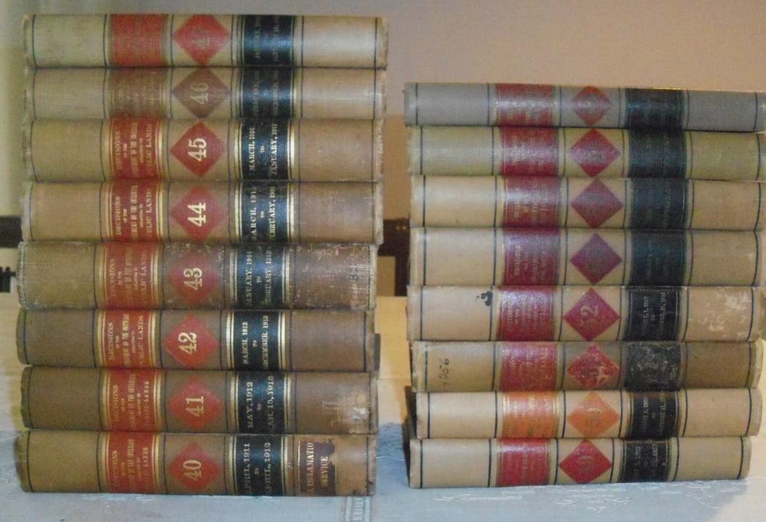 Interior Dept Decisions Public Lands 16 VOLS 1911-1938 Homestead Indians (1 of 2)