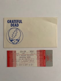 1980's Grateful Dead Mail Order Ticket Envelope with Ticket