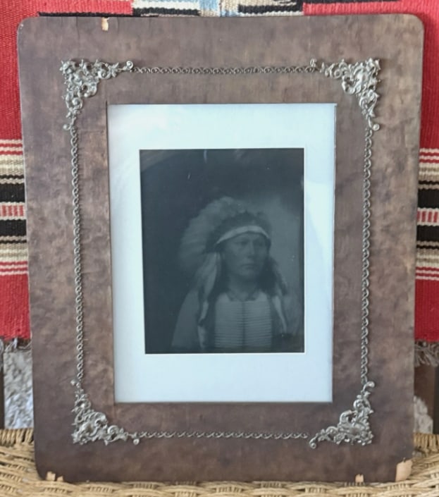 Antique Native American Glass Positive Photograph: Measures 6x8
