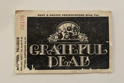Grateful Dead 1970 Hollywood Palladium concert ticket